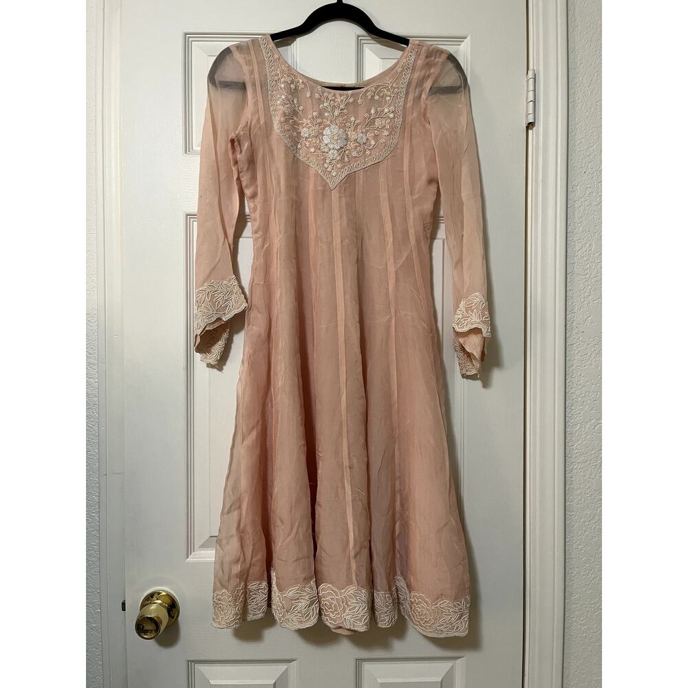 Sage Couture by Anu Flared Peach Anarkali Tunic Dress
